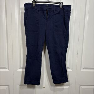 Torrid Capris Womens 14 Navy Stretch Utility Chino Cropped Pants Casual Summer
